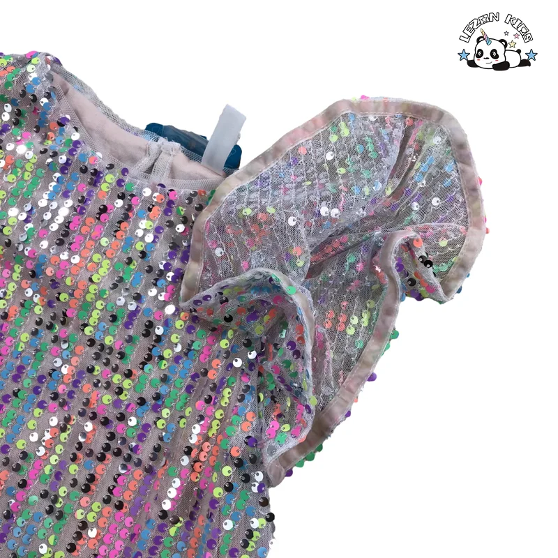 LEZONKIDS - Customized Sequined Girl Dress Girls Ruffle Sequin Sleeveless Sequin Party Dress for Girls